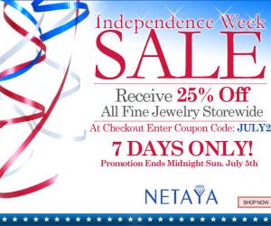 4th of July Sale: 25% Off All Fine Jewelry Storewide with Coupon Code‏